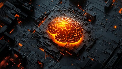 Aufkleber - Glowing brain on a circuit board. (5)