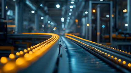 Poster - A conveyor belt in an industrial setting, showcasing automation and production processes.