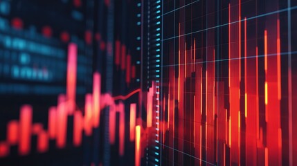 Poster - Dynamic Financial Chart with Red and Blue Color Scheme in Focus