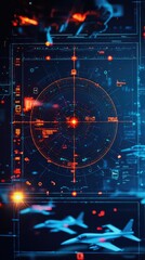 Poster - Abstract Digital Radar Interface with Bright Data Visualization Elements