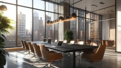 Poster - Modern conference room with city view. (3)