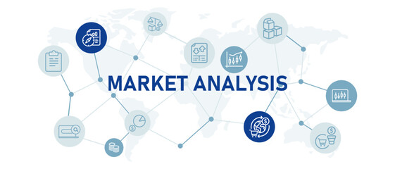 Poster - market analysis consumer research analyze trading economic service strategy web header global connec