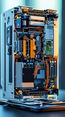 Poster - Intricate Close-Up of Modern Computer Hardware with LED Lighting