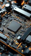 Poster - Close-Up View of a Complex Circuit Board with Electronic Components