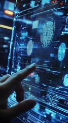 Poster - Futuristic Interface with Finger Touching Digital Display Technology