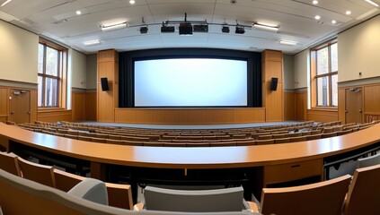 Poster - Empty modern auditorium with large screen.