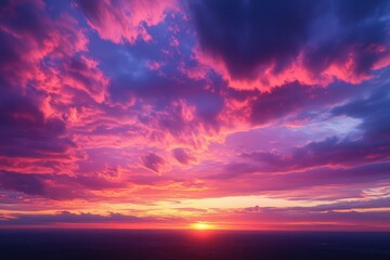 Wall Mural - Vibrant sunset sky with pink, purple clouds. Perfect for backgrounds, travel, or peaceful themes.
