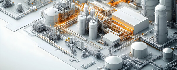 Poster - Aerial view of an industrial facility with storage tanks and processing equipment.