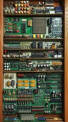 Poster - Detailed Display of Vintage Electronic Circuit Boards and Components
