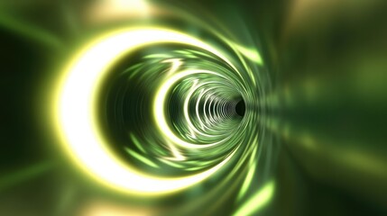 Poster - Abstract Green Light Tunnel with Circular Patterns and Glow Effects