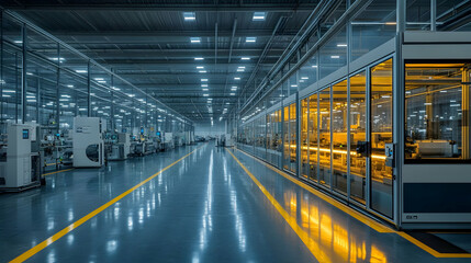 Poster - A spacious industrial facility with machines and a bright, organized workspace.