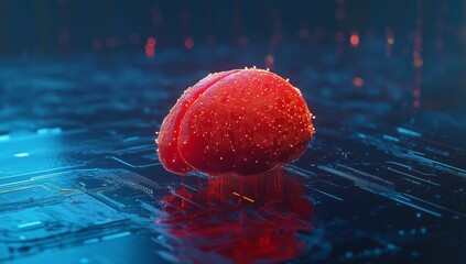 Aufkleber - Red digital brain on circuit board. (2)