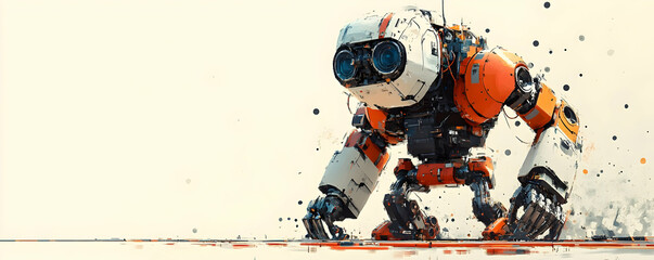 Poster - A futuristic robot with large eyes, designed for exploration and interaction.