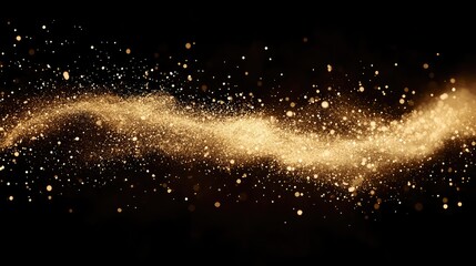 Poster - Golden Glitter Trail on Black Background with Sparkling Particles