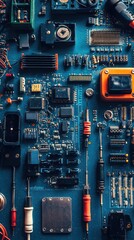 Poster - Detailed Close-Up of Electronic Circuit Board with Components Layout