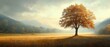 © Itsaree  - Lone tree in a peaceful open field, standing as a symbol of faith, strength, and growth, bathed in the soft glow of early morning light