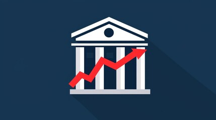 Poster - Financial Growth Icon with Banking Elements and Trend Arrow Graph