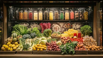 Poster - A Fresh Produce Display in a Store Window