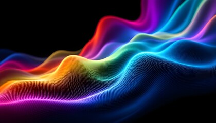 Poster - Abstract flowing wavy lines. Colorful dynamic wave background design element for concepts of music, party, and technology. A colorful, abstract wall with a blue background. Wave style gradient