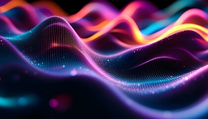 Poster - Abstract flowing wavy lines. Colorful dynamic wave background design element for concepts of music, party, and technology. A colorful, abstract wall with a blue background. Wave style gradient