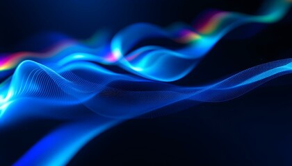 Poster - Abstract flowing wavy lines. Colorful dynamic wave background design element for concepts of music, party, and technology. A colorful, abstract wall with a blue background. Wave style gradient