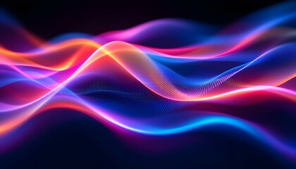 Poster - Abstract flowing wavy lines. Colorful dynamic wave background design element for concepts of music, party, and technology. A colorful, abstract wall with a blue background. Wave style gradient