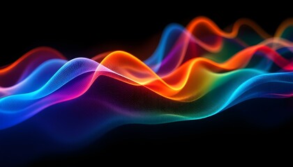 Poster - Abstract flowing wavy lines. Colorful dynamic wave background design element for concepts of music, party, and technology. A colorful, abstract wall with a blue background. Wave style gradient