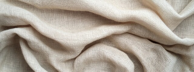 Leinwandbilder - Beige fabric texture background. Soft, draped material.