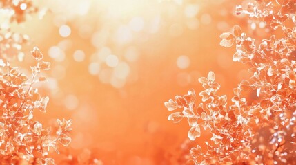 Poster - Warm autumnal scene with frosted leaves and bokeh background.