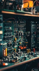 Poster - Detailed Close-Up of an Electronic Circuit Board with Components