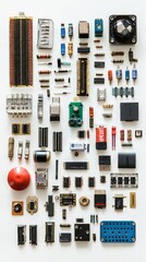 Poster - Electronic Components Collection on White Background for Design Use