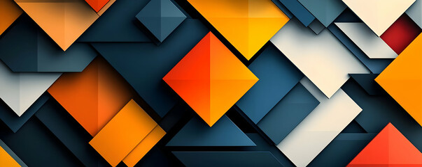 Poster - Abstract geometric shapes in vibrant colors create a dynamic visual composition.