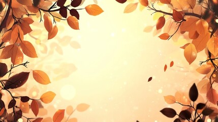 Poster - Autumn leaves frame a bright, sunlit background.