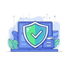 Poster - Laptop with a security shield, indicating online protection.