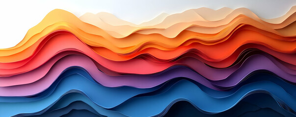 Poster - Abstract layered waves of colorful paper create a dynamic visual texture.