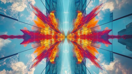 Poster - Abstract Cityscape Reflection Colorful Sky