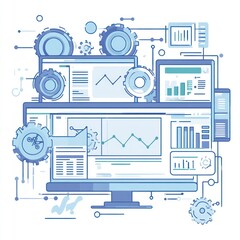 Poster - Data analysis, visualization, and processing system with gears.