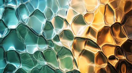 Wall Mural - an abstract texture of overlapping glass-like ripples, using bold colors like fiery orange and amber