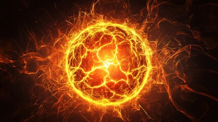 Poster - Fiery Plasma Sphere Energy Orb Glowing Brightly