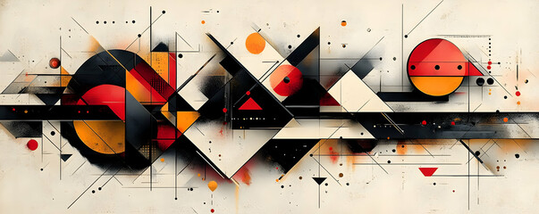 Poster - Abstract geometric composition with bold colors and shapes.