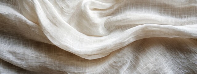 Poster - Soft, creamy off-white fabric texture. Draped cloth background.