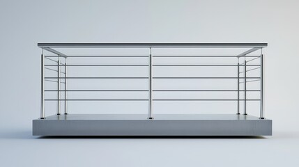 Poster - Modern Minimalist Platform with Sleek Metal Railings and Base