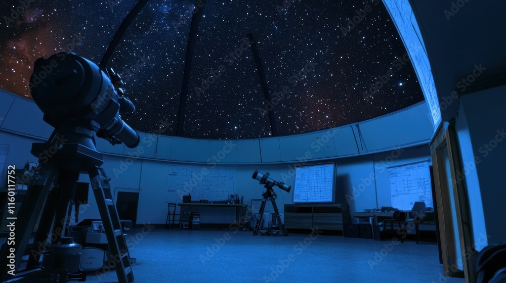 Observing Stars Lab An organized astronomy observatory with telescopes and star charts ...