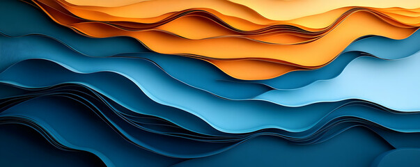 Poster - Abstract layered waves in vibrant colors create a dynamic visual effect.