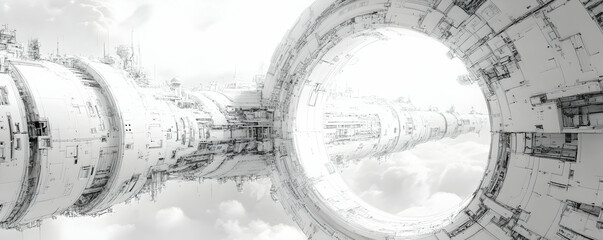 Poster - Futuristic space structure with a circular design, evoking a sense of exploration and technology.