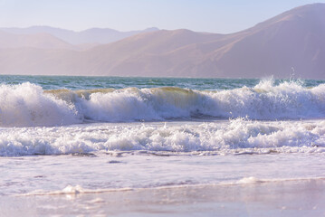 Wall Mural - Crashing Waves at Baker Beach in San Francisco California