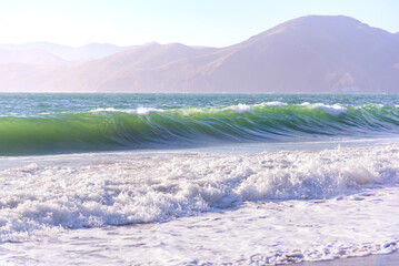 Wall Mural - Beautiful Waves in Baker Beach San Francisco California