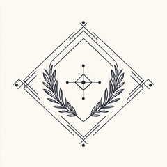 Poster - Geometric laurel wreath emblem design.