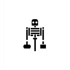 Poster - Simple black skeleton robot icon.