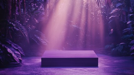 Poster - Purple illuminated platform in mystical jungle.